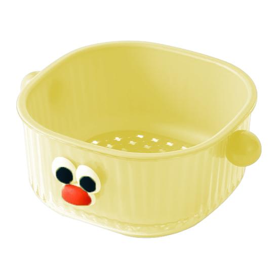 Drain Basket with Handle BPA Free Large Capacity Quick Drying Hollow Design Double Layer 2-in-1 Vegetable Fruit Washing Basket