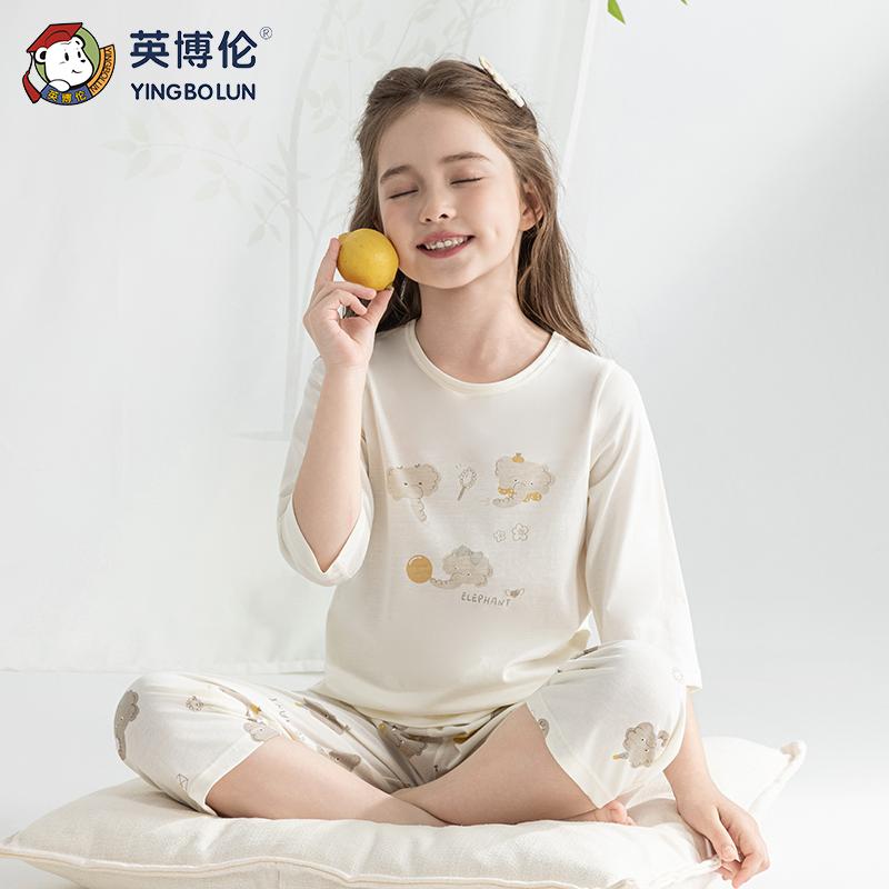 Embraer Lyocell Girls' Air-conditioned Suit Set with Three Quarter Sleeves and Seven Quarter Pants