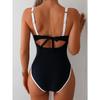 Damen Badeanzug Einteiler - Hohe Elastizität Rückenfrei Kontrast Taille Schwarz & Weiß, Schicke Überkreuzträger für Bequeme Passform, Glatte Textur