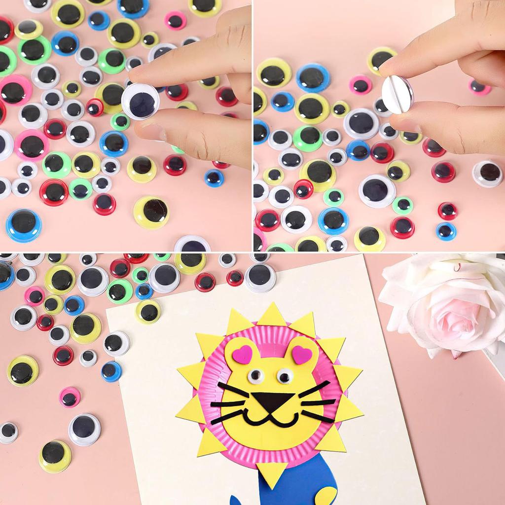 200Pcs Googly Eyes Self Adhesive Craft Eyes Plastic Round Eyes Wobbly Eyes for DIY Scrapbooking Toy Paper Craft