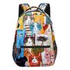 Trendy Kpop Youthful School Bags Unisex Cats Travel Bags 3D Print Oxford Waterproof Notebook Shoulder Backpacks