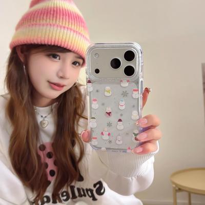 Silver Snowflake Snowman Protective Case for iPhone 13/14/15/16 Pro Max and 17 Pro