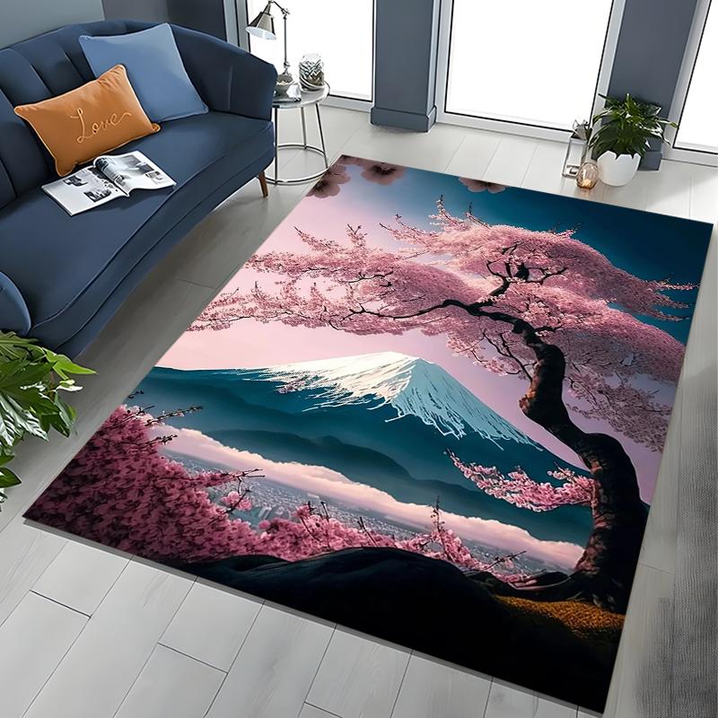 Japanese Cherry Blossom Mount Fuji 3D Large Area Kids Carpet for Home Living Room Child Rugs Bedroom Sofa Doormat Floor Mat Gift