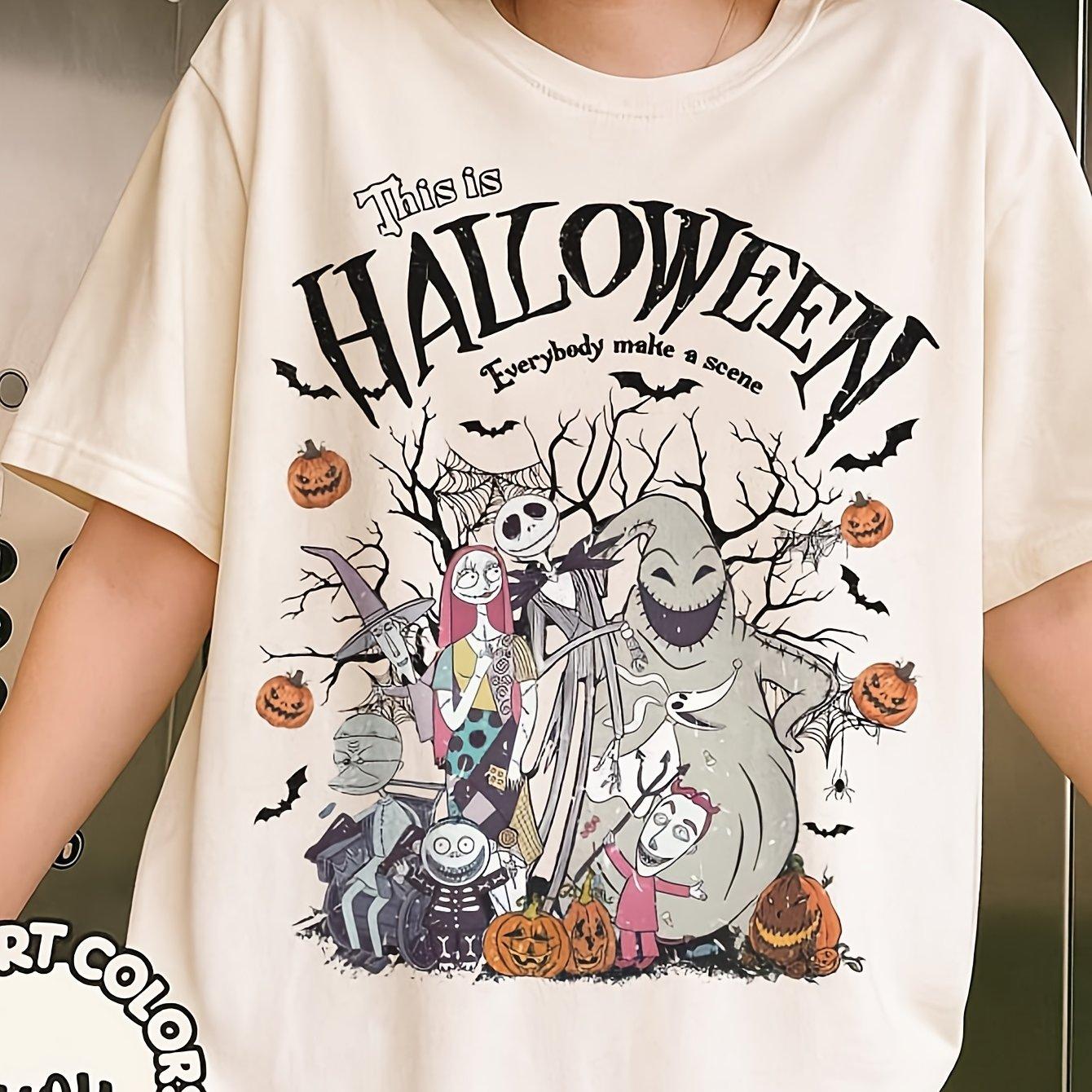 Christmas Night Scare Tshirt Retro Womens Tshirt All Season Unisexs and Womens Cotton Casual Fashion Retro Clothing S