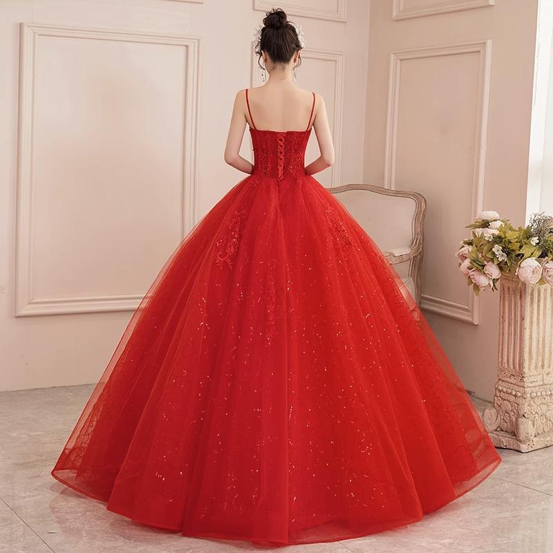 Rotes Haupt Hochzeitskleid 1011 neues Braut Träger Tube Top frisches Temperament Mori dünn klein große Größe