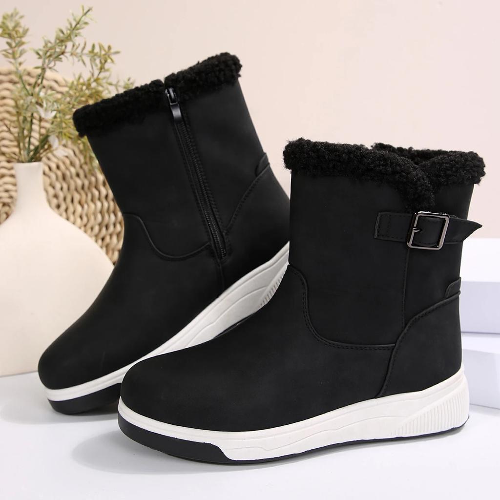 Flats Platform Women Snow Ankle Boots Fur Warm Walking Cotton Shoes Woman 2024 Winter Trend New Casual Thick Chelsea Botas Mujer