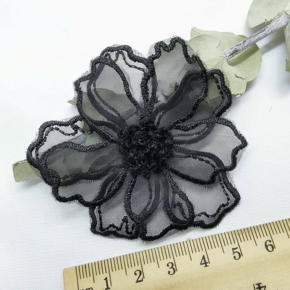 

10pcs 6.5CM Wide Flower Lace Embroidered Patches Flower Appliques Dress Decoration чёрный