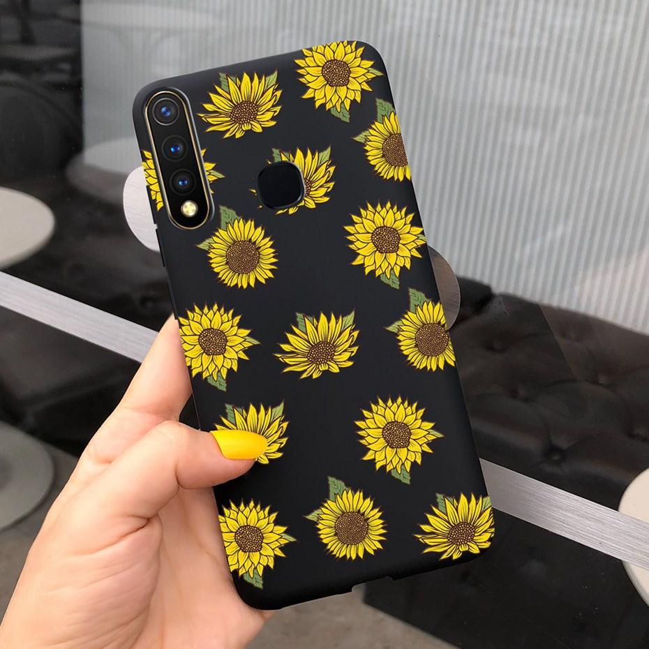 For Vivo Y19 2019 Case Cute Beautifly Flower Butterlfy Phone Cover For Vivo Y19 Y 19 1915 Black Silicone Soft TPU Case Bumper