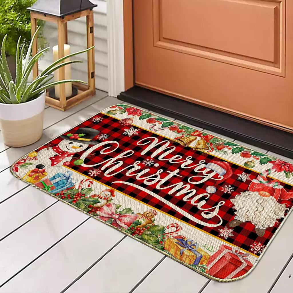 VIKAMA Christmas Door Mat - Winter Anti-Slip Welcome Mat for Kitchen, Laundry Room Floor Mat, Entrance Carpet, Home Decoration
