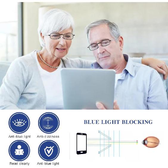 8 Pack Foldable Reading Glasses Blue Light Blocking Glasses Magnetic Case Pocket Wallet Spring Hinge Readers