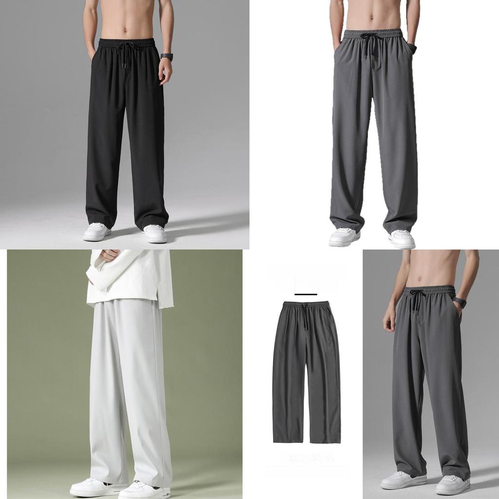 Men Summer Casual Pants With Breathable Ice Silk Fabric For Work And Daily Wear