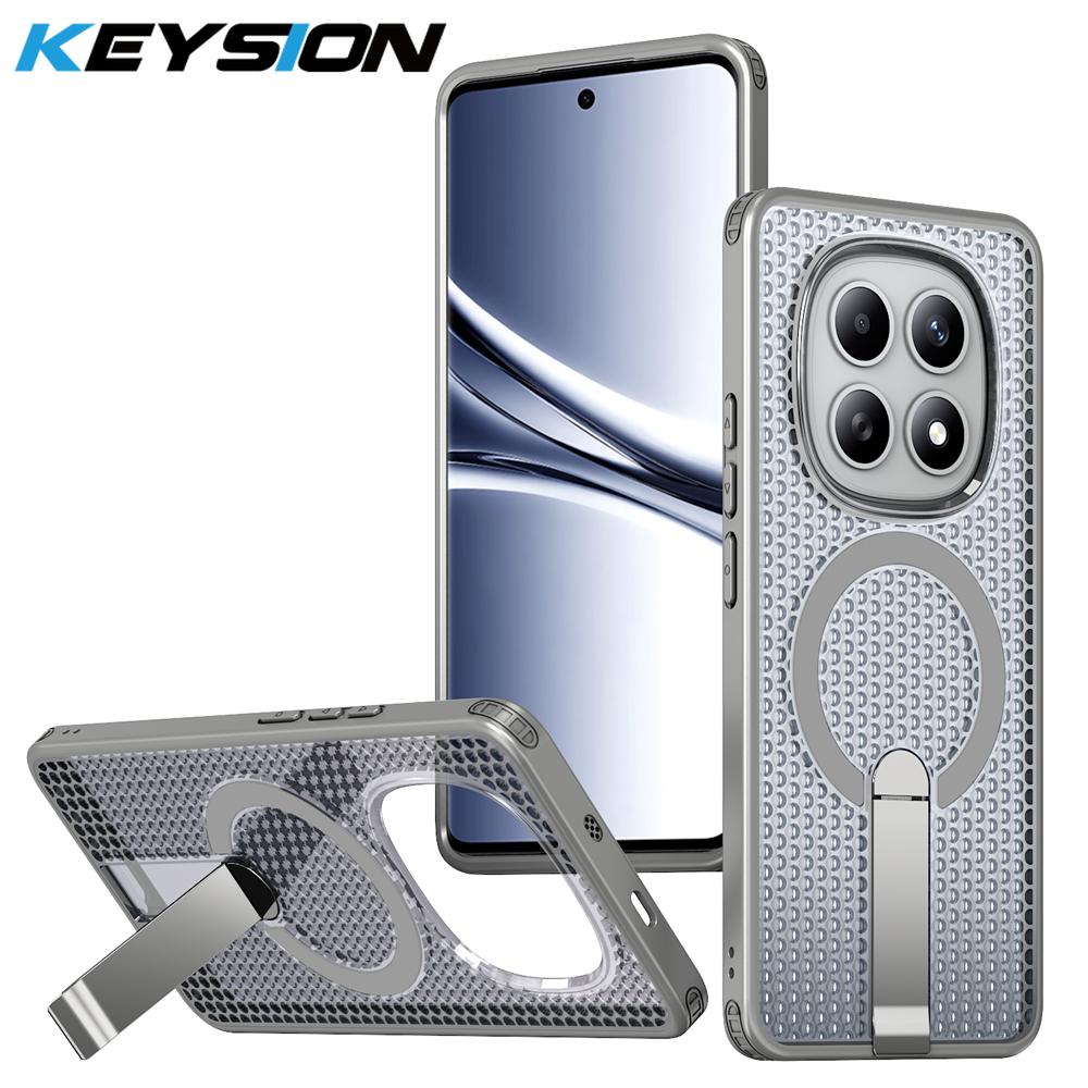 KEYSION Hollow Heat Dissipation Case for Redmi Note 15 Pro+ 5G 15 Pro 4G Magnetic Cooling Hide Stand Shockproof Phone Back Cover