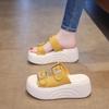 Premium Thick-soled Slippers Women's New Summer 2025 Outer Wear Small Height-increasing Cool Slippers Seaside Beach Slippers