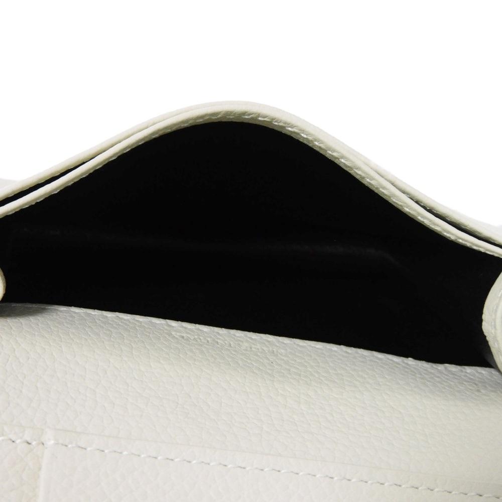 Used 9921 Business Card Holder 468994 7946 Grain Powder Textured Leather Bifold Logo Ivory Unisex from Japan AUTHENTIC