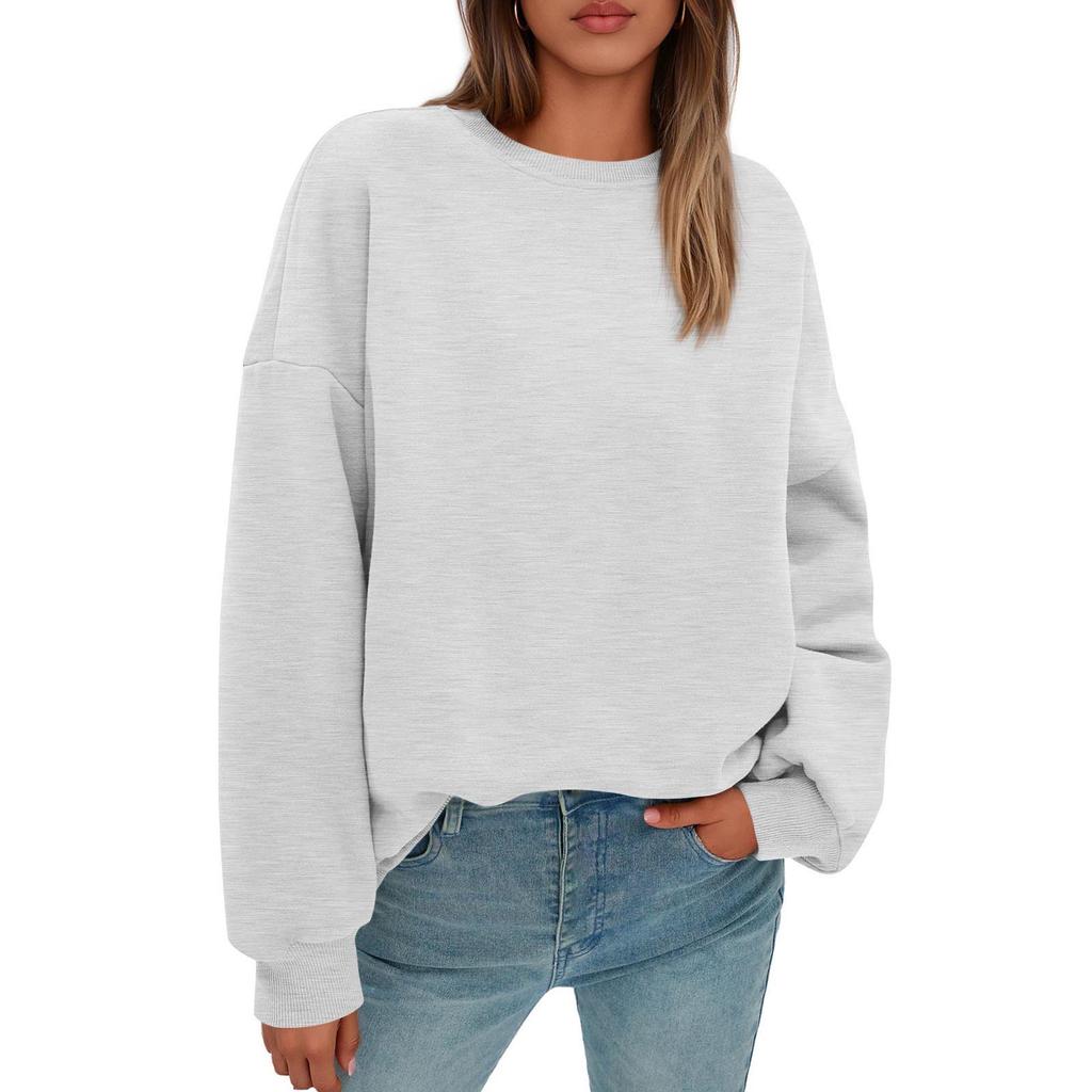 Sweatshirts For Women Oversized Round Neck  Fleece Pullover Casual Long Sleeve Tops