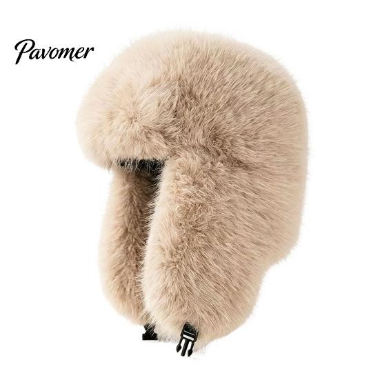 Cozy Outdoor Sports Cap Faux Fur Trapper Hat, Fuzzy Winter Hat with Ear Flaps, Fleece Fashionable Headwear Lined Windproof Ushanka for Women