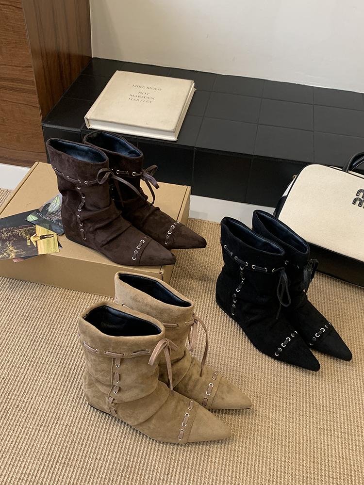 Winter New Boot Bohemia Ankle Boots Women  Tassels Faux Suede Boots Girl Clogs Cork Insole Long Botas Mujer Winter Outdoor Shoes