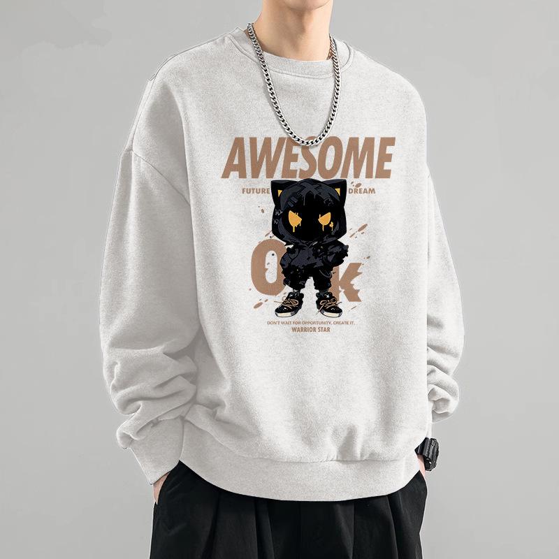 

Hong Kong High Street Men s Heavyweight Crewneck Sweatshirt - Trendy, Loose-Fit, Plus Velvet, Autumn/Winter Casual Jacket 2XL (150-170 Jin)