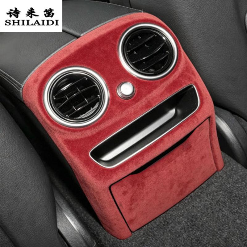 Suede For Mercedes Benz C Class W204 W205 W206 2007-2026 Car Rear Air Vent outlet Anti-Kick Cover Stowing Tidying Armrest Trim