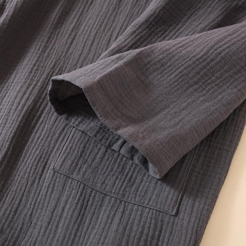 2026 Japanese New Spring/Summer Couple Kimono Robe 100% Cotton Crepe Cloth and Women's Bathrobe Thin Home Sleeping Robe