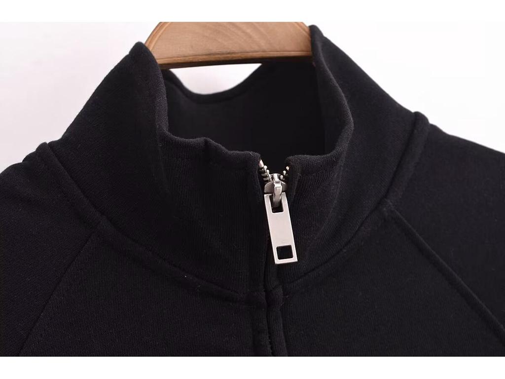Spring 2025 Women's Casual European/American Style Stand-up Collar Zip-up Sweatshirt with Long Pants