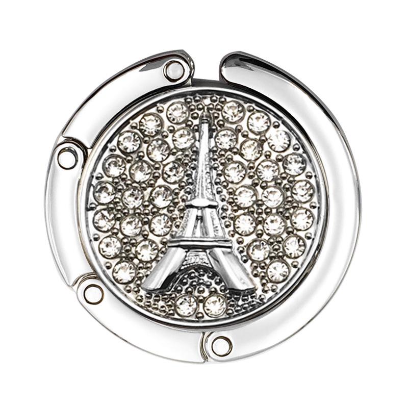 In Stock Women s Boutique Eiffel Tower Diamond Pendant Handbag Hook Diameter 4.5cm, Thickness 0.7cm белый