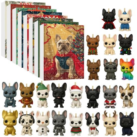 Christmas Dog Advent Calendar 24 Days Acrylic Ornament for Tree Decor Festive Countdown Surprise