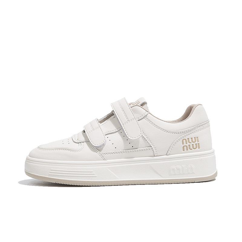 Leather Flat-soled Student Little White Shoes Children's Spring New Velcro Women's Shoes Casual Sports Shoes Board Shoes