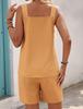 2026 Spring/Summer European and American Style Round Neck Solid Color Two-Piece Sleeveless Shorts Set for Women.