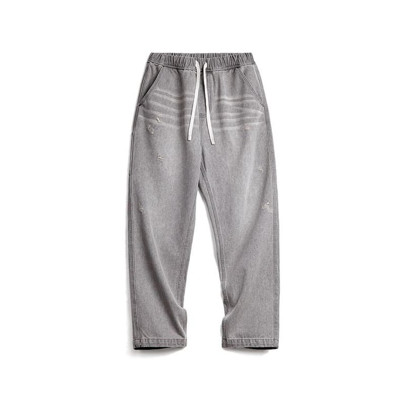 Madden Cargo American vintage Washed Distressed Gray Gray Jeans Ripped Cat Whisker Logging Straight Pants Men's Spring