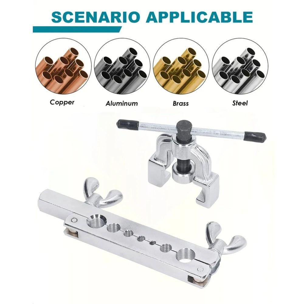Metric/Inch Copper Tube Expander 45 Degree Silver Tubing Pipe Expander Press Type Multifunction Copper Pipe Reamer