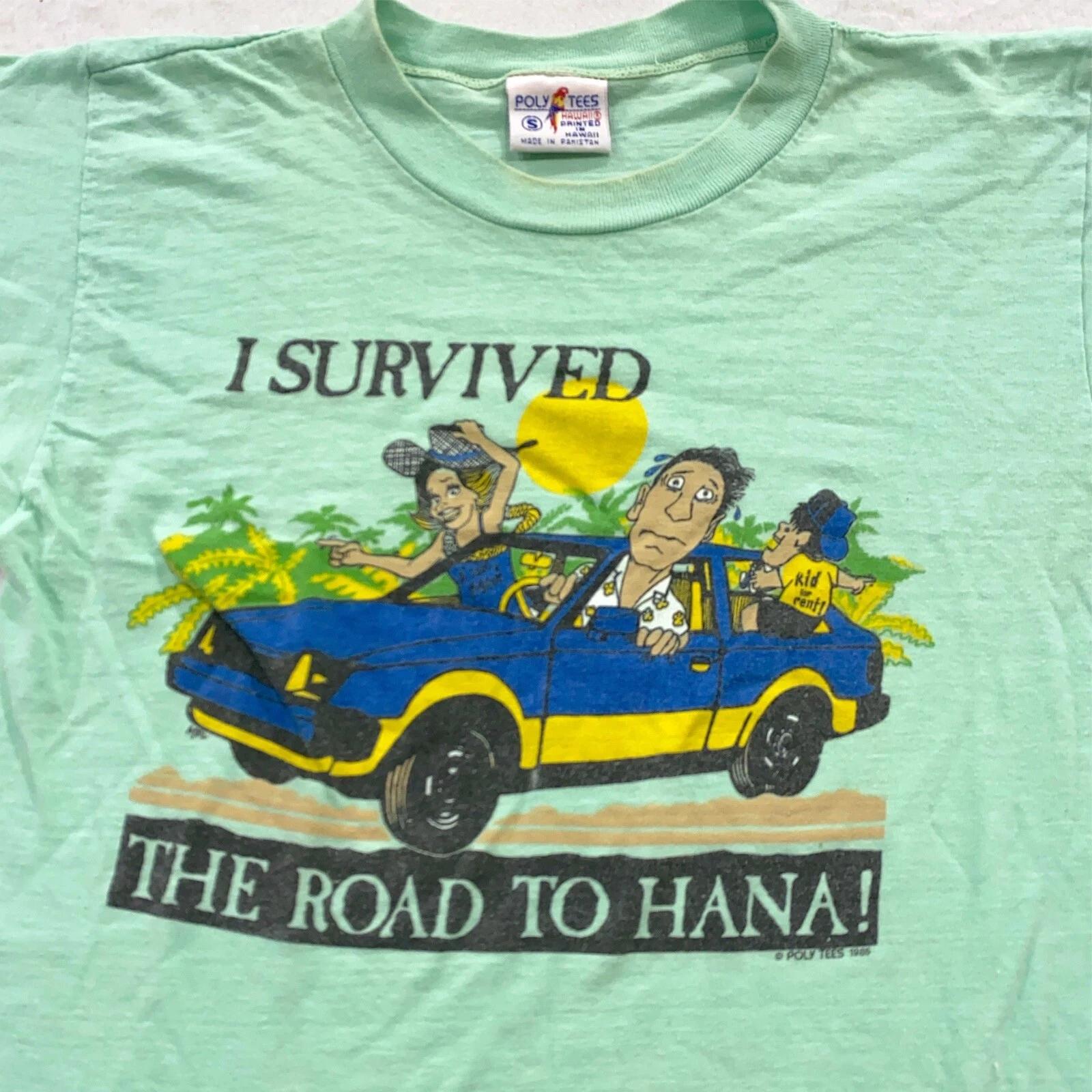 vintage 90s POLY TEES HAWAII ROAD TO HANA T-Shirt XS T-Shirt soft cartoon S