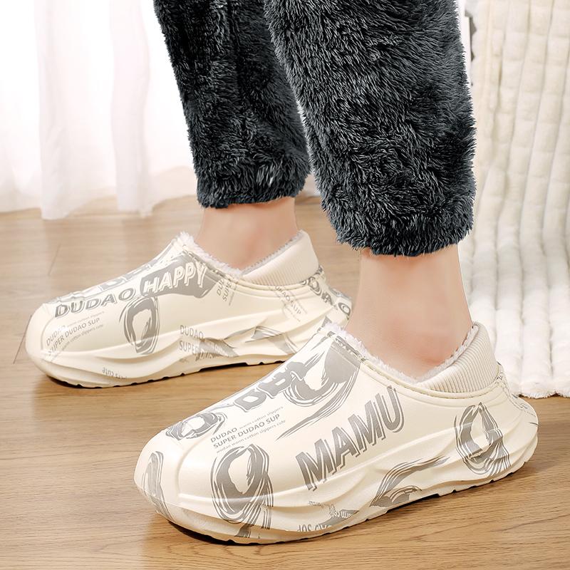 Fashion Men Slippers Winter Shoes New 2025 Keep Warm Plush EVA Waterproof Non-slip Indoor Outdoor Walking Casual Shoes Unisex Men Women