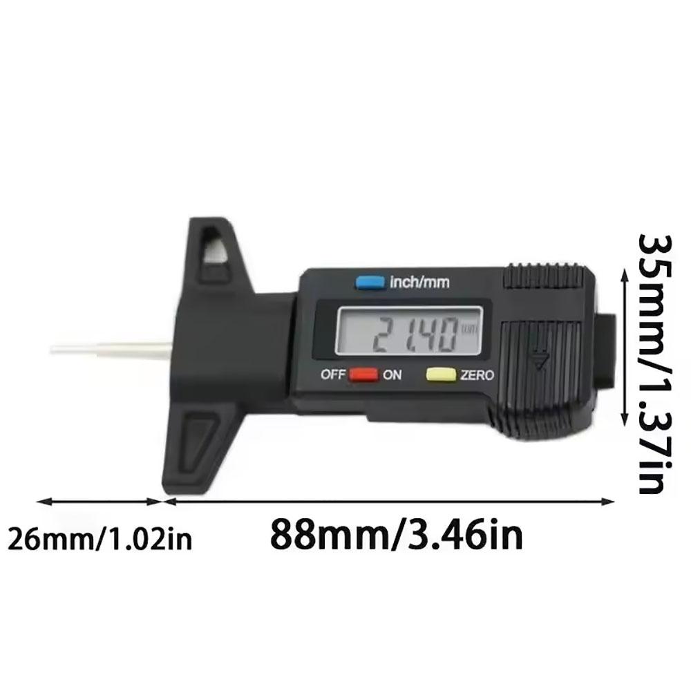 Digital Depth Calibrator, LCD Tread Depth Gauge, Tread Gauge for Car Tires, 0-25mm Measuring Tool, Calibrator Repair Tools 1pcs