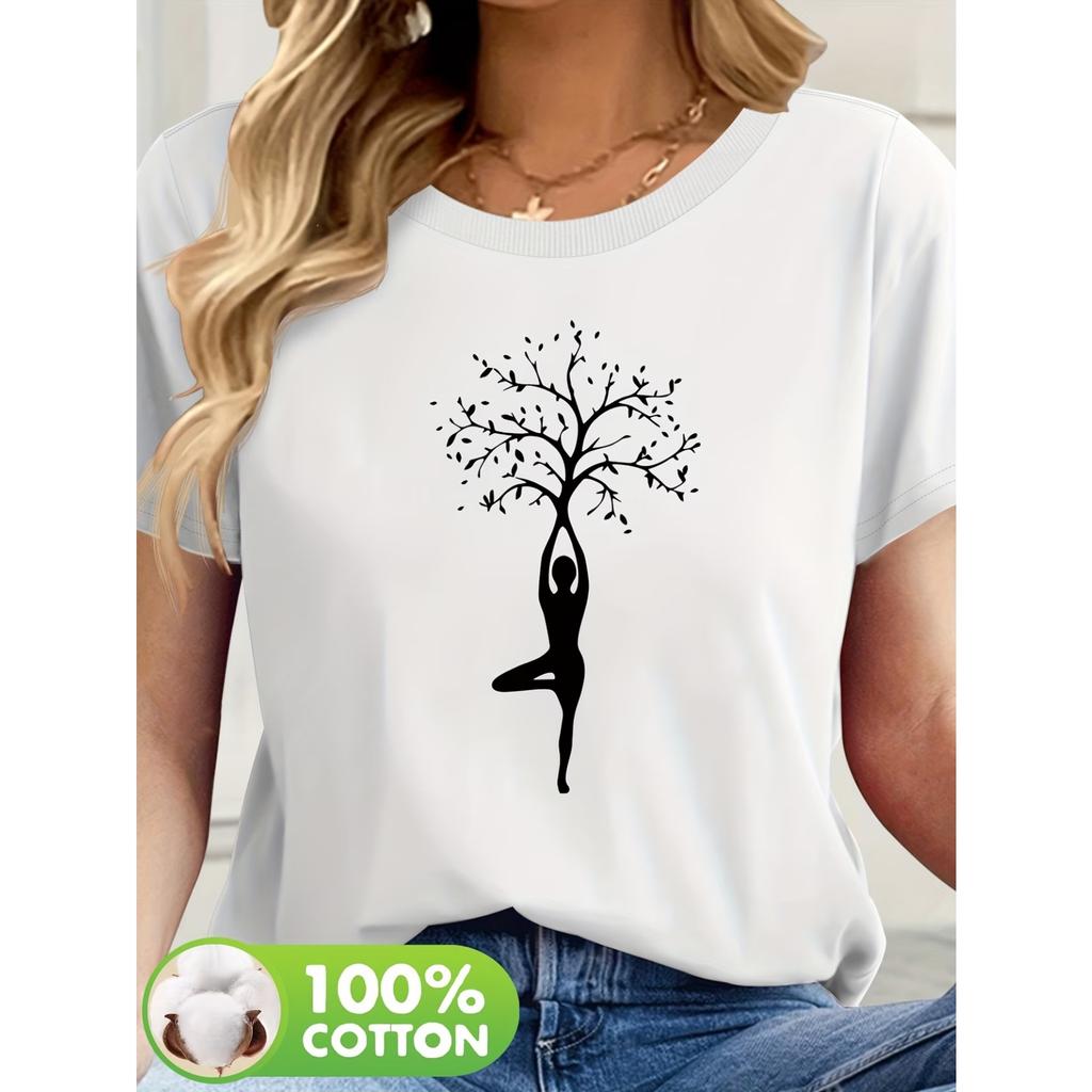 Graphic Printed Pure Summer Essential Fashion Casual Round Neck Women's Short Sleeved T-shirt