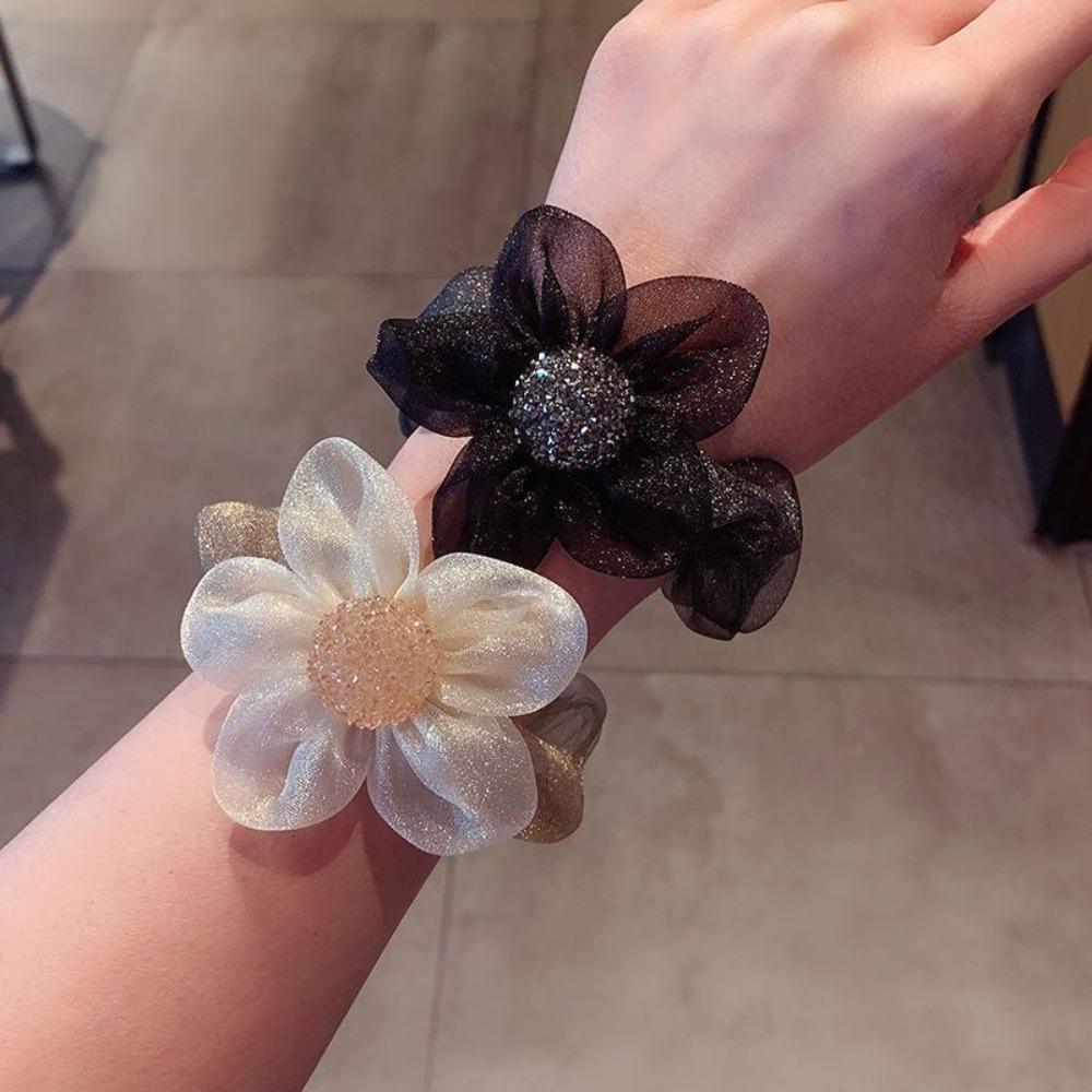 Elasticity Daisy Hair Rope Fold Flower Hair Rope Portable Sunflower Hair Ring