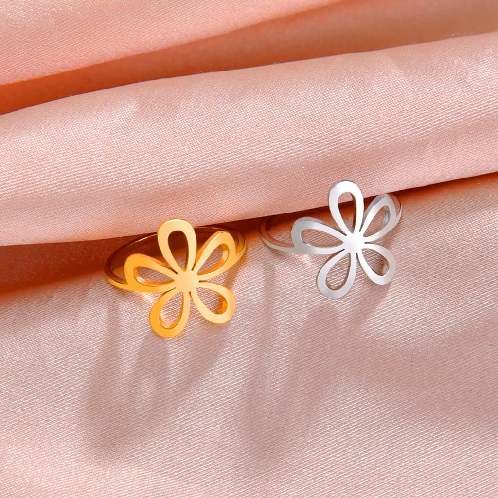 Xiaomi Skyrim Stainless Steel Flower Ring Women Gold Color Aesthetic Bohemian Ring Wedding Engagement Jewelry Gift Wholesale