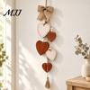 Rustic Wall Decor for Home Wooden Heart Hanging Ornament, Door Hanger with Bow, Pastoral Wood Craft Ornament Tassel, Farmhouse Window Decoration