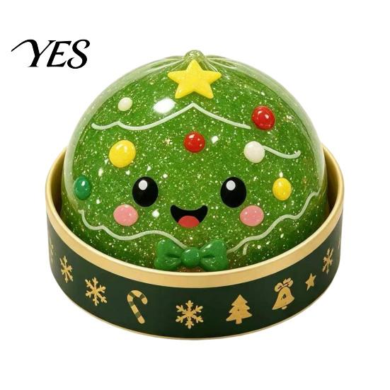 Jelly Texture Glitter Squeeze Toys Christmas Bun Toy with Steamer, Soft Sensory Fidget Toy, Cute Stress Reducing Desk Accessories Slow Rising
