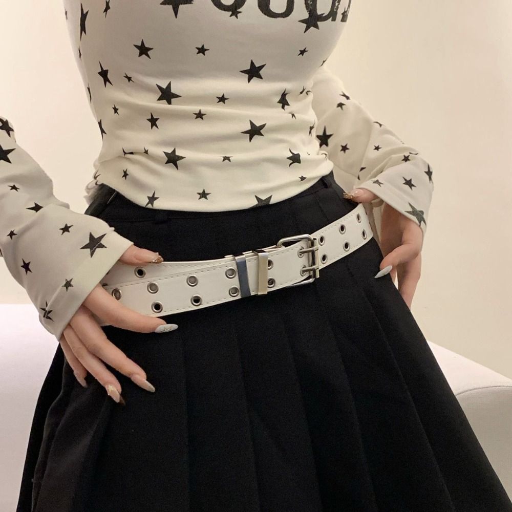 Adjustable Punk Belt PU Leather Women's Belt New Eyelet Waist Belt Daily Outfits