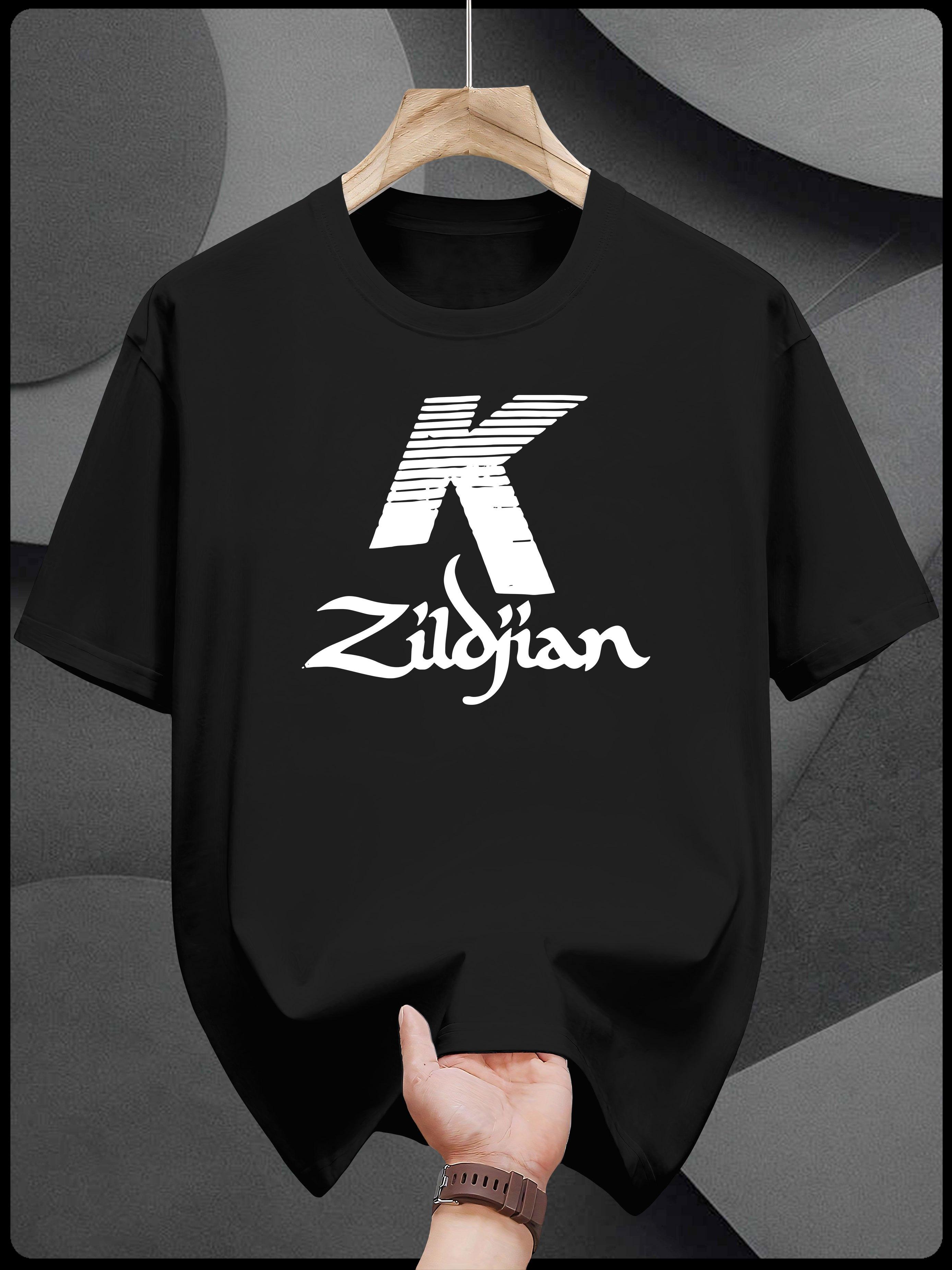 

Casual Short Sleeve T-shirt with Bold White ZILIJIAN Graphic Print - Black Round Neck Summer Tee for Adults M
