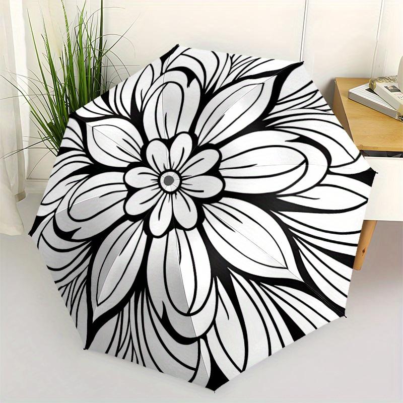 1pc Floral Mandala Pattern Automatic Open/close Folding Umbrella, Compact Portable Travel Umbrella,Cute Umbrella, Durable Construction yy250804108