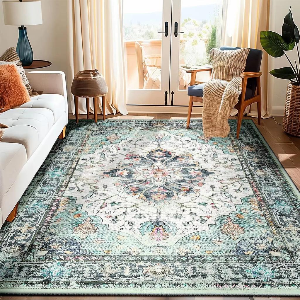 Bohemian Mats, Luxury Vintage Mats Machine Washable, Soft and Comfortable for Living Rooms, Bedrooms, Bohemian Style Home