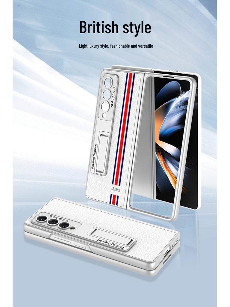 Samsung Fold4 Leather Stand Case - Creative, Foldable, Drop-proof Design