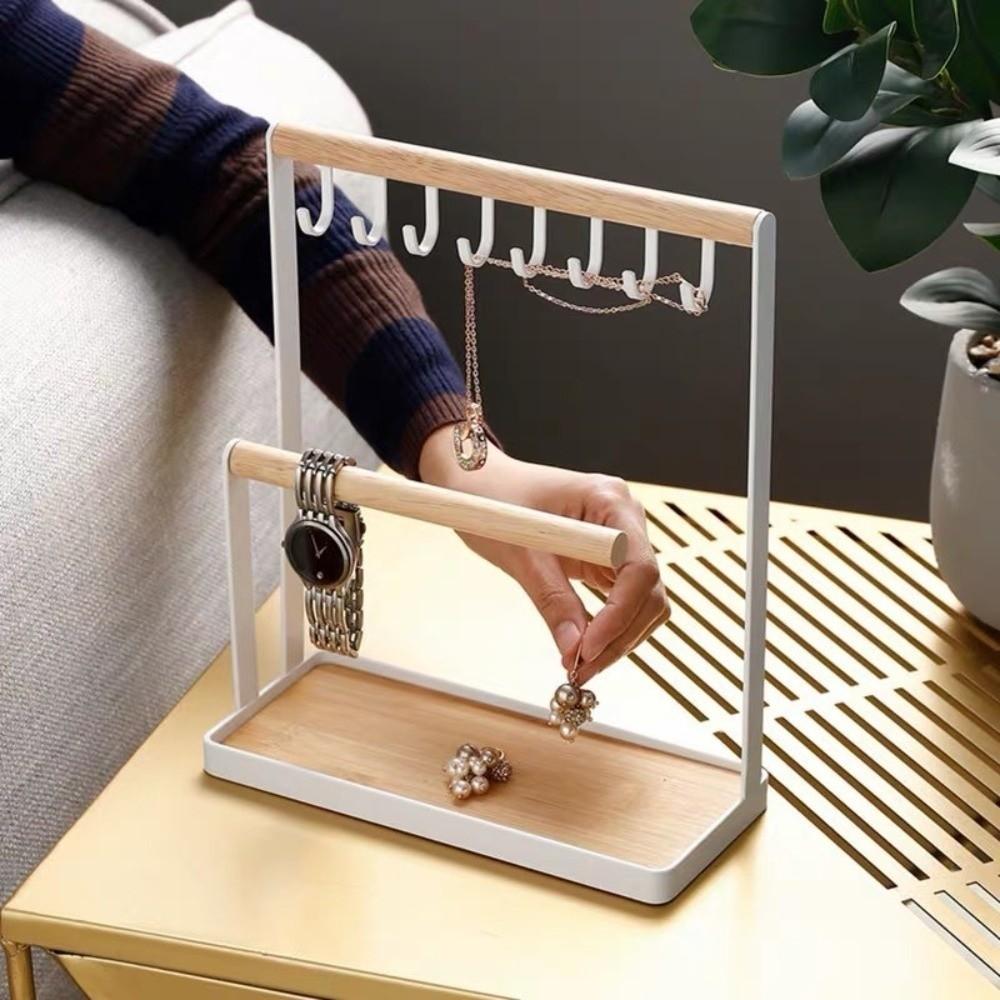2-Tier Design Jewelry Display Frame Hanging T-shaped Holder Jewelry Display Rack  Jewelry Organizer