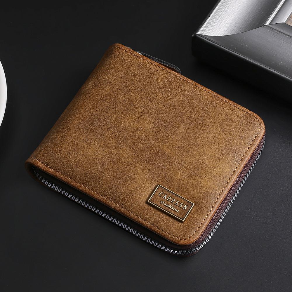 High Quality Simple Coin Purse Multifunctional Large Capacity Zipper Wallet Short Credit Card Bag Men