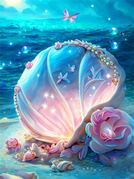 5D Diamond Embroidery Fantasy Shell Picture Rhinestones Painting Starfish Cross Stitch Mosaic Landscape Kit Child Gift