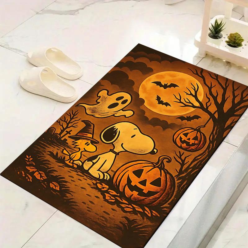 1Pc Snoopy Halloween Night Rug Office Carpet Indoor Outdoor Doormat Nonslip Soft And Comfortable Living Room Christmas Halloween Gift D918102