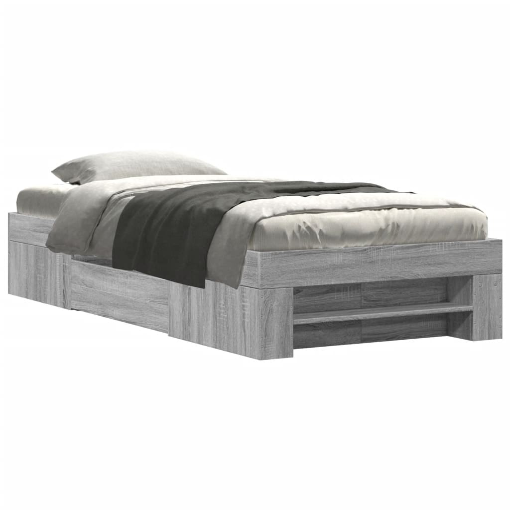 Bed Frame Gray Sonoma 100x200 cm Particleboard