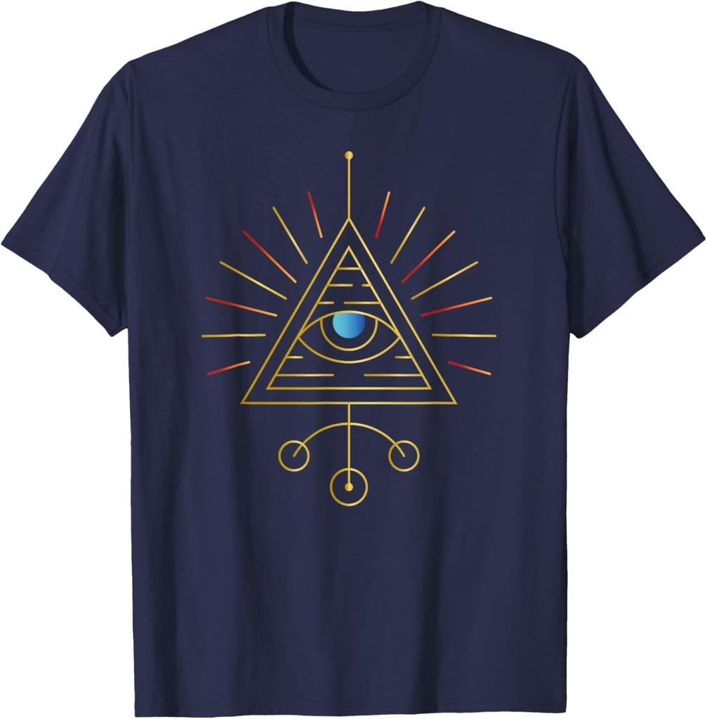 Œil Qui Voit Tout Géométrie Sacrée Occulte Spirituel Yoga T-shirt Graphique Homme Manches Courtes Décontracté Coton T-shirt
